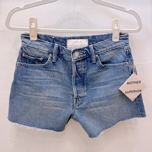 NWT MOTHER The Skipper Short N’ Long Fray Denim Shorts size 26
